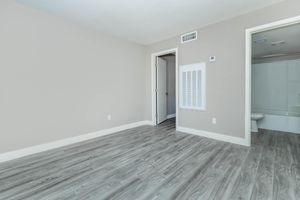 Clean spacious bedroom floor plan with attached bathroom