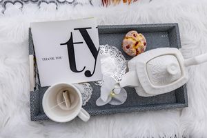 a cake sitting on top of a bed