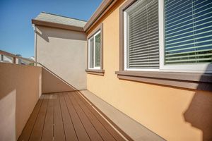 a building next to a window