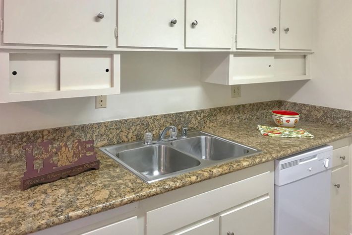 Kitchen sink with granite countertops