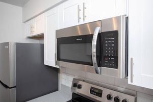 Modern stainless steel overhead microwave