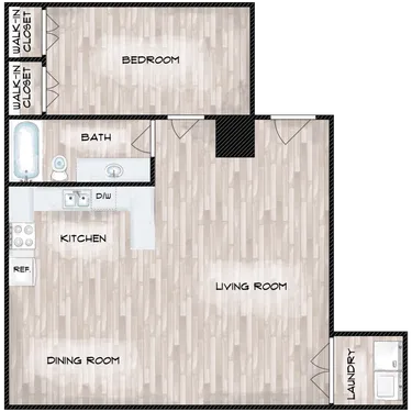 Tranquility layout preview · 800 sq ft at Zen Senior Living.