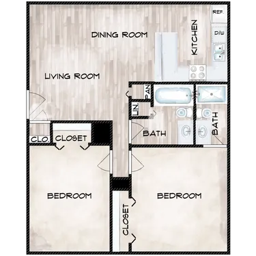 Floor-plan diagram at Station 19 Apartments.