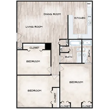 Floor-plan diagram at Station 19 Apartments.