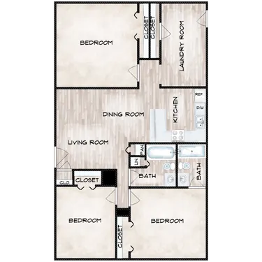 Floor-plan diagram at Station 19 Apartments.