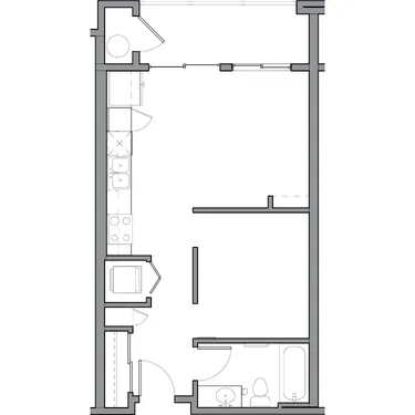 Echo studio layout · 530 sq ft at View 32.