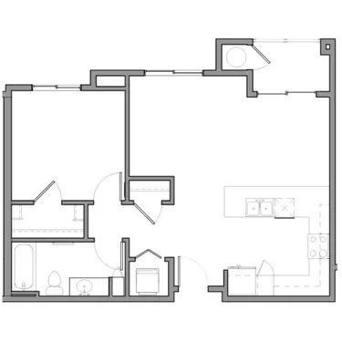 Hidden Valley one-bedroom layout · 737 sq ft at View 32.
