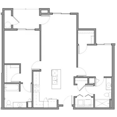 Peralta two-bedroom layout · 1,045 sq ft at View 32.