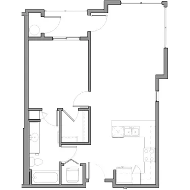 Picketpost one-bedroom layout · 715 sq ft at View 32.