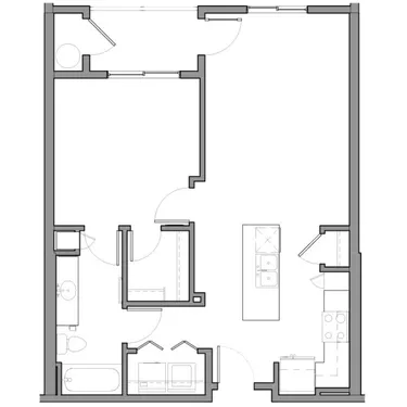 Reavis one-bedroom layout · 742–781 sq ft at View 32.