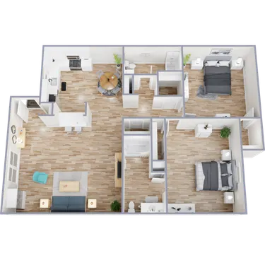 3D apartment layout preview at The Gaucho on Glendale.
