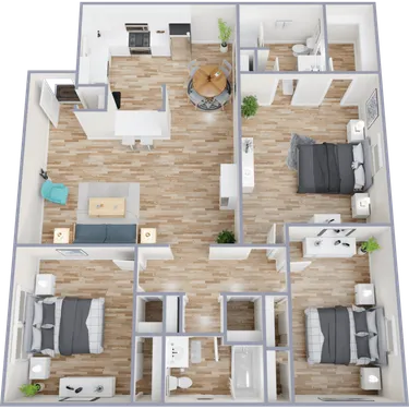 3D apartment layout preview at The Gaucho on Glendale.