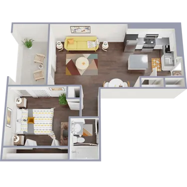 3D apartment layout preview at 4127 Arcadia.