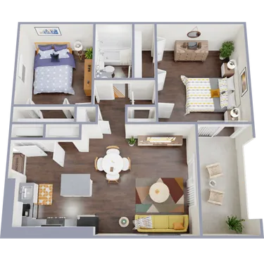 3D apartment layout preview at 4127 Arcadia.