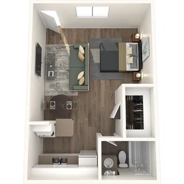 3D apartment layout preview at San Rivello.