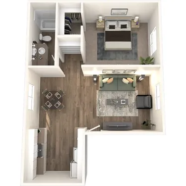 3D apartment layout preview at San Rivello.