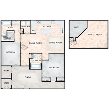 Floor-plan diagram at Valencia Townhomes.