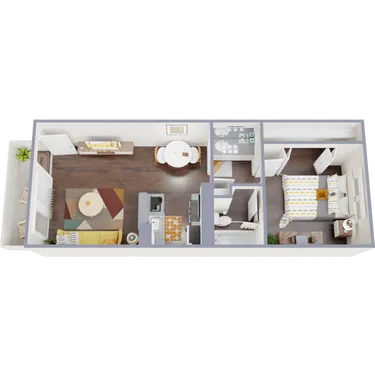 3D apartment layout preview at 4127 Arcadia.